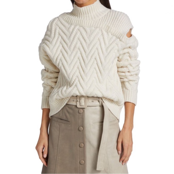 Saks 5th Avenue Gestuz Chunky Asymmetrical Cable Knit Sweater - Picture 1 of 11